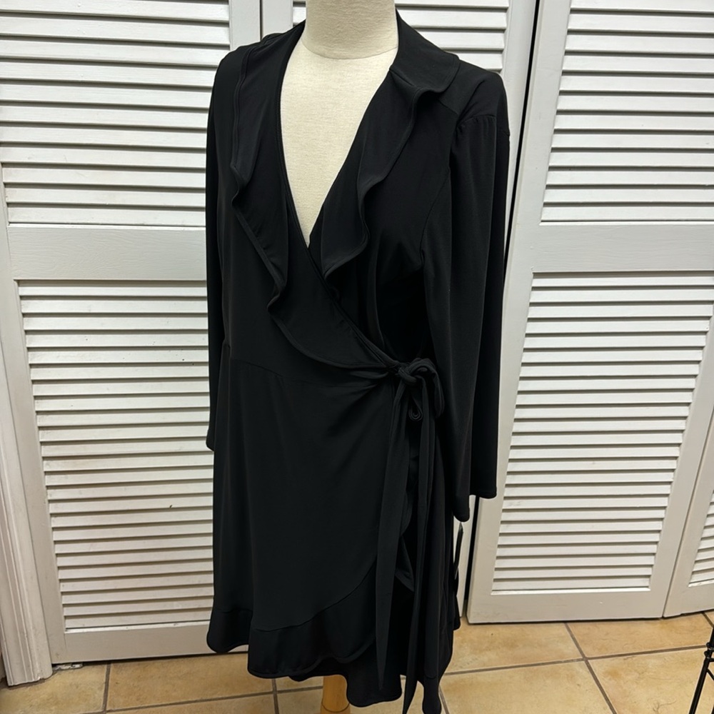 Tiana B. Black Wrap Dress  Size XL
